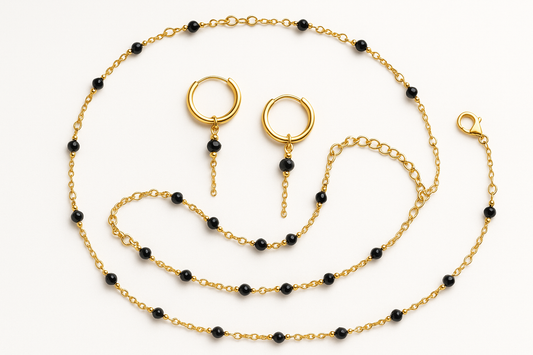 Conjunto de Joyería Oro Laminado - Collar, Pulsera y Aretes