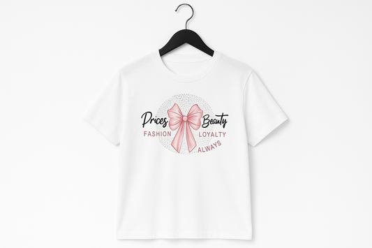 Camiseta Personalizada 'Pricey Beauty' - Diseño Lazo Rosa