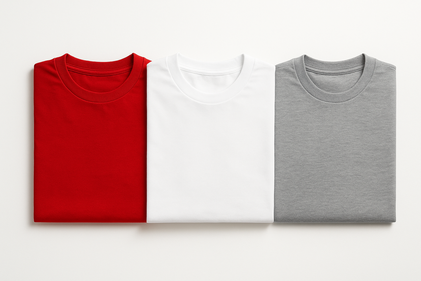 Camisetas Básicas Sin Personalizar - Rojo, Blanco, Gris