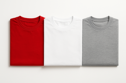 Camisetas Básicas Sin Personalizar - Rojo, Blanco, Gris